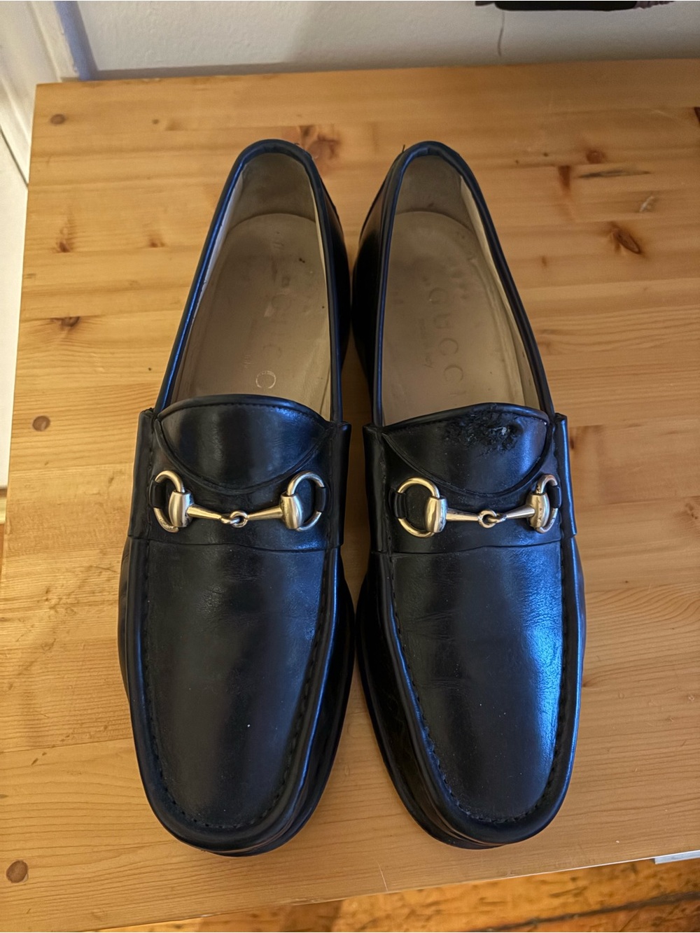 Gucci Classic Black Leather Horsebit Loafers Mens 9D